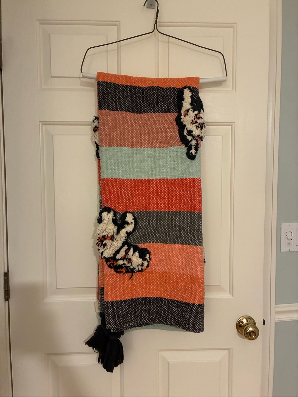 Anthropologie Richmond Throw Blanket -  Coral, Mint & Navy